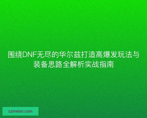 围绕DNF无尽的华尔兹打造高爆发玩法与装备思路全解析实战指南