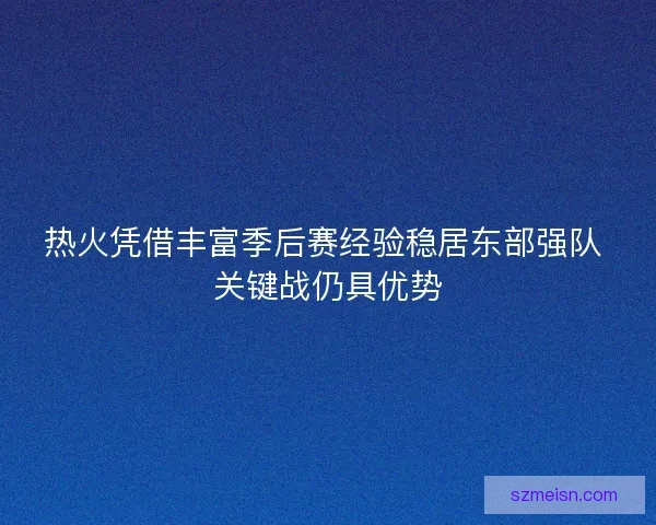 热火凭借丰富季后赛经验稳居东部强队 关键战仍具优势