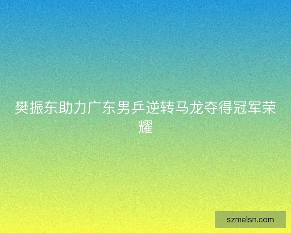 樊振东助力广东男乒逆转马龙夺得冠军荣耀 樊振东助力广东男乒逆转马龙夺得冠军荣耀